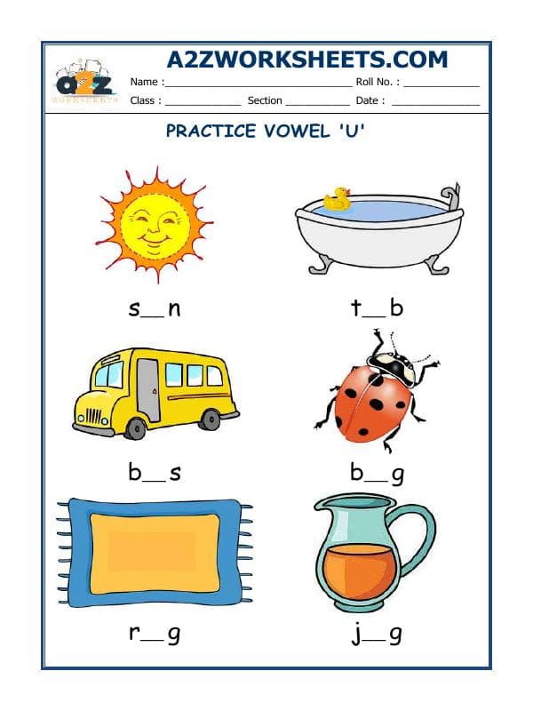 A2ZWorksheets:English-Grammar-Vowel U