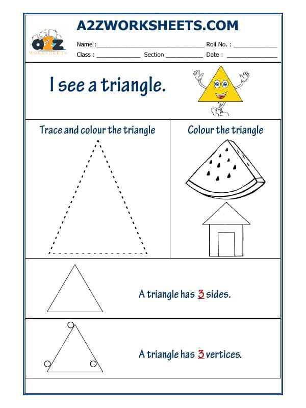 A2ZWorksheets:Maths-Geometry-Shape Triangle