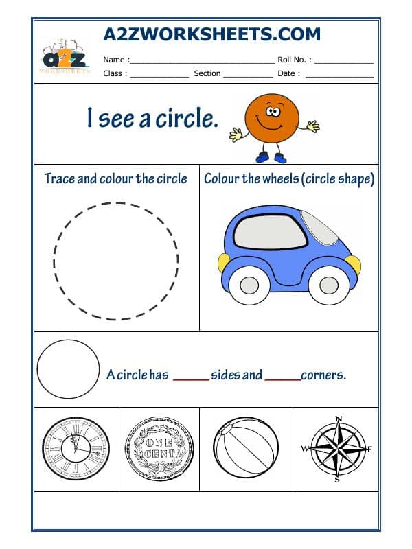 A2ZWorksheets:Maths-Geometry-Shape Circle