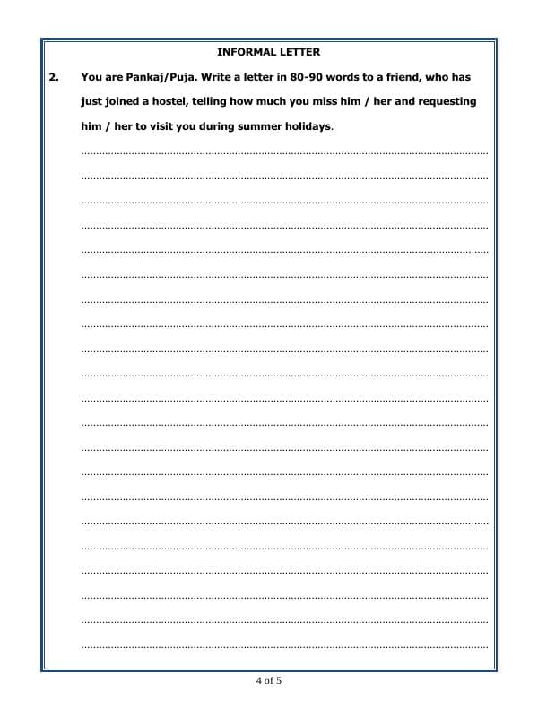 A2ZWorksheets:English-Writing-Informal Letter
