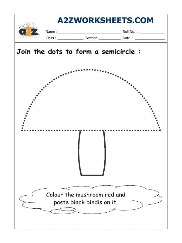 A2ZWorksheets:English-Recognition-Activity - Join The Dots To Form A Semicircle