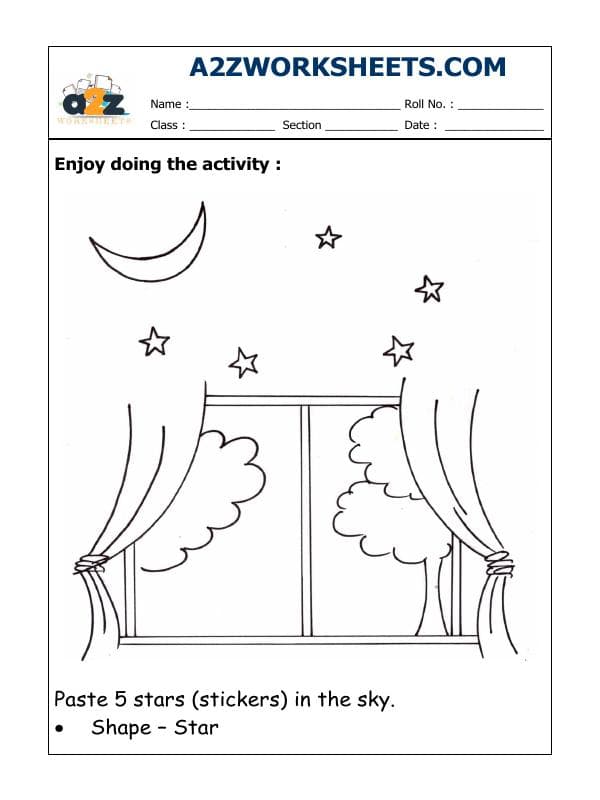 A2ZWorksheets:English-Recognition-Activity - Pasting Stars