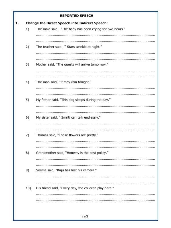 A2ZWorksheets:English-Grammar-Introduction To Reported Speech