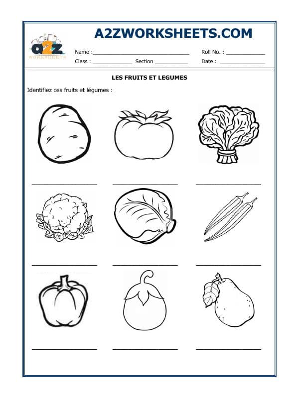 A2ZWorksheets:Language-French-French Worksheet - Les Fruits Et Legumes