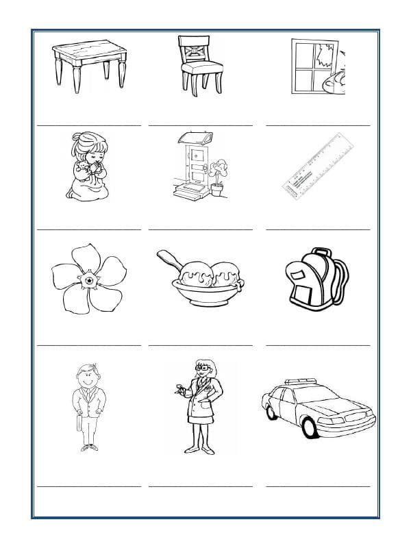 A2ZWorksheets:Language-French-French Worksheet - Les Noms