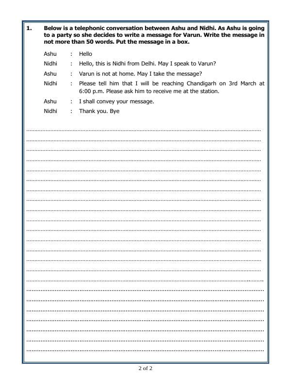 A2ZWorksheets:English-Writing-Message Writing