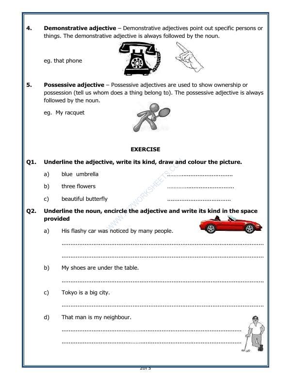 A2ZWorksheets:English-Grammar-Kinds Of Adjectives