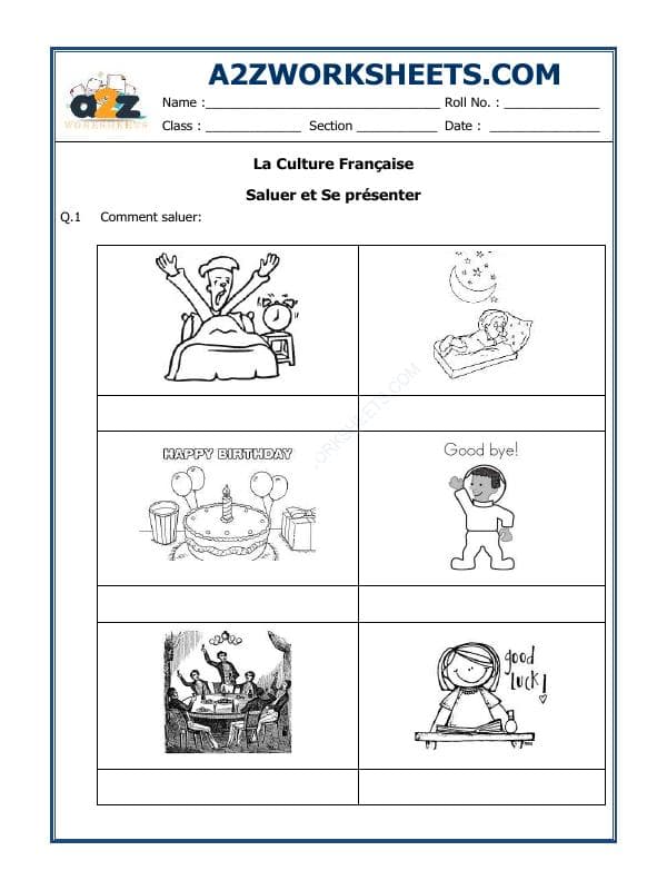 A2ZWorksheets:Language-French-French Worksheet - Saluer Et Se Présenter
