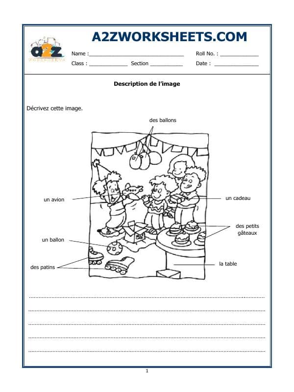 A2ZWorksheets:Language-French-French Worksheet - Decription De L’Image-02
