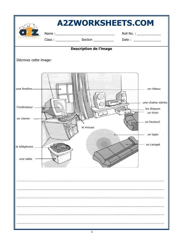 French Worksheet - Decription De L’Image-03