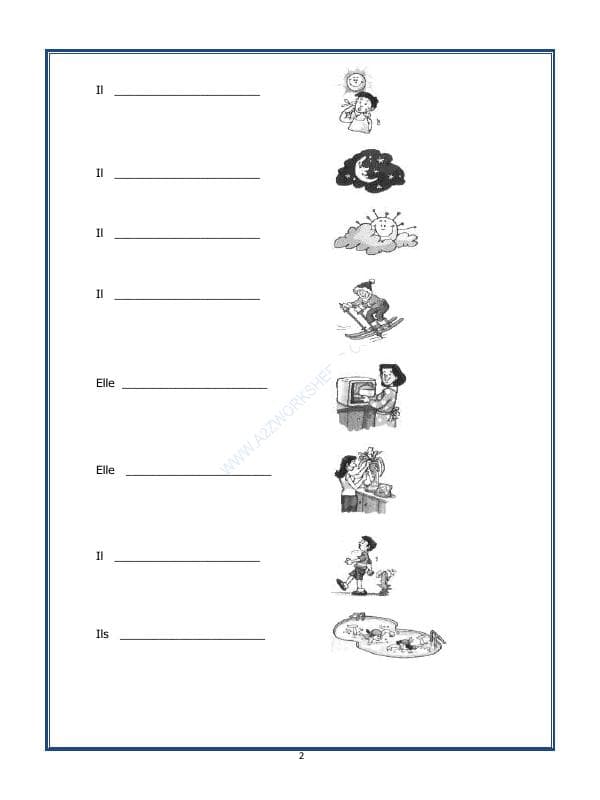 A2ZWorksheets:Language-French-French Worksheet - Les Expressions Avec - Faire