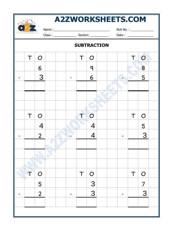 A2ZWorksheets:Maths-Subtraction-Subtraction Worksheet - 01