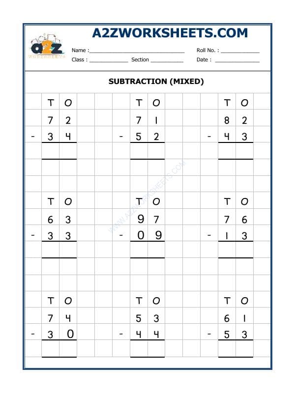 A2ZWorksheets:Maths-Subtraction-Subtraction Worksheet (Mixed)-02