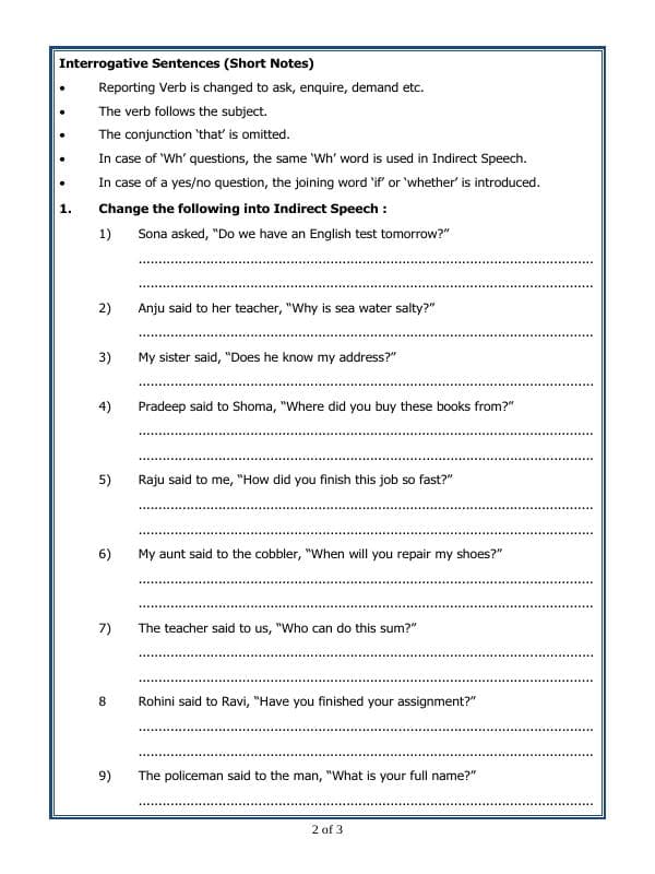 A2ZWorksheets:English-Grammar-Reported Speech
