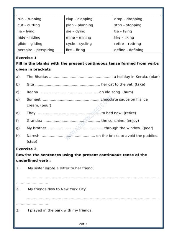 A2ZWorksheets:English-Grammar-Present Continuous Tense