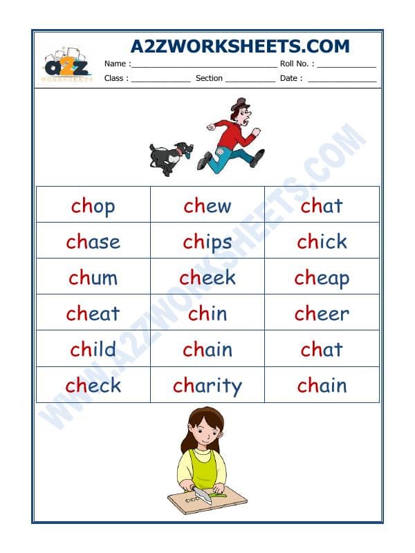 A2ZWorksheets:English-Reading-English Phonics Sounds - 'Ch' Sound Words