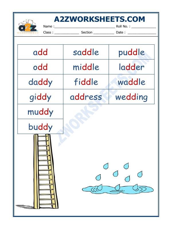 A2ZWorksheets:English-Reading-English Phonics Sounds - 'Dd' Sound Words