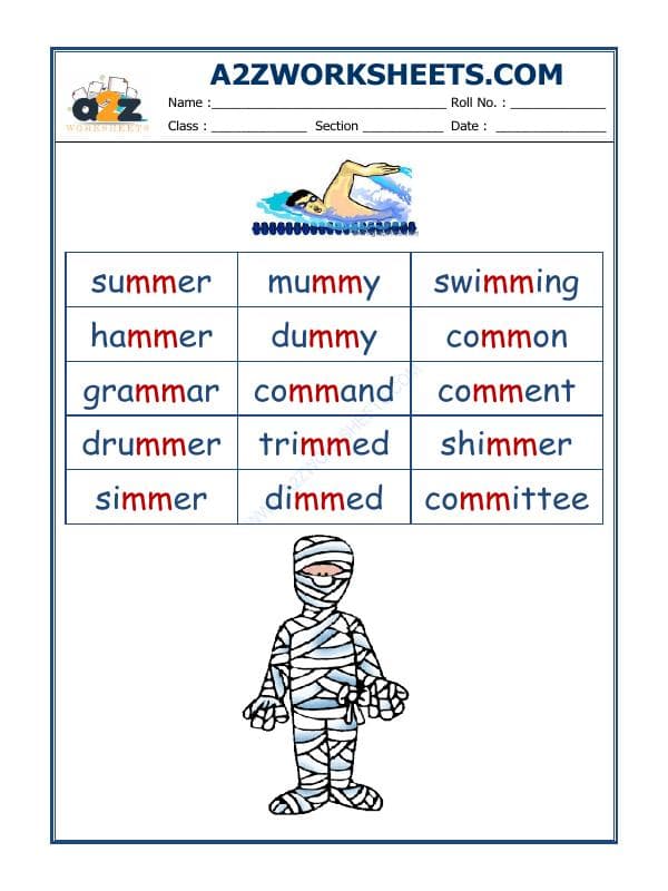 A2ZWorksheets:English-Reading-English Phonics Sounds - 'Mm' Sound Words