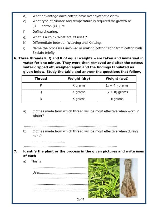 A2ZWorksheets:Science-Basic Necessities-Fibre To Fabric