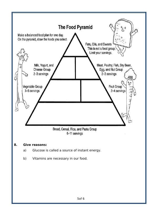 A2ZWorksheets:Science-Basic Necessities-Components Of Food
