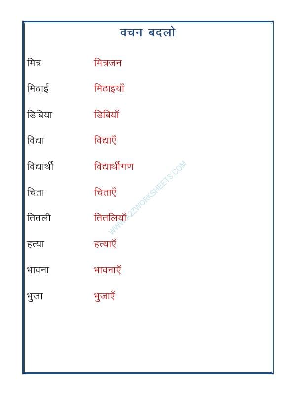 A2ZWorksheets:Language-Hindi-Hindi Grammar- Vachan Badlo (Singular Plural)-09