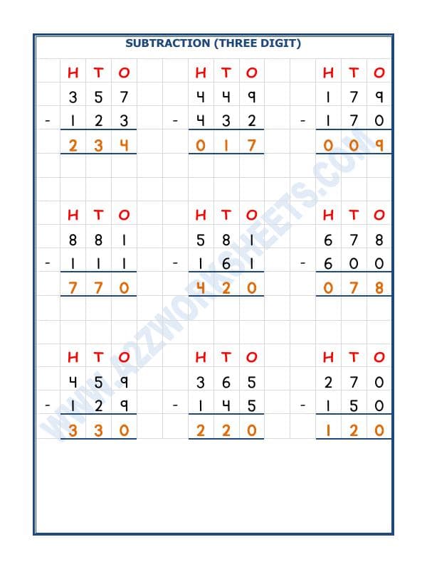 A2ZWorksheets:Maths-Subtraction-Subtraction - 3 Digit Subtraction-05