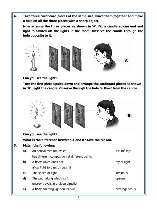 A2ZWorksheets:Science-Light,Shadows And Reflection-Light, Shadows And Reflection