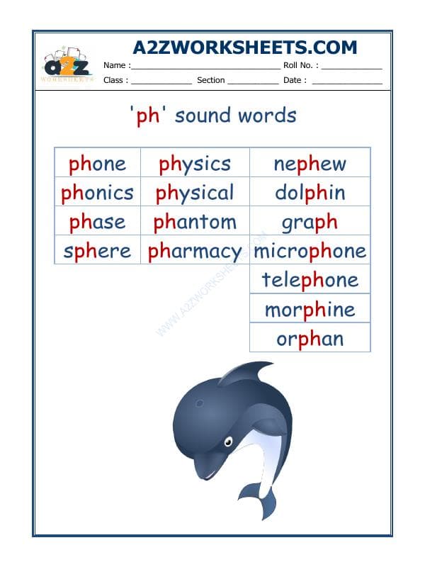 A2ZWorksheets:English-Reading-English Phonics Sounds - 'Ph' Sound Words