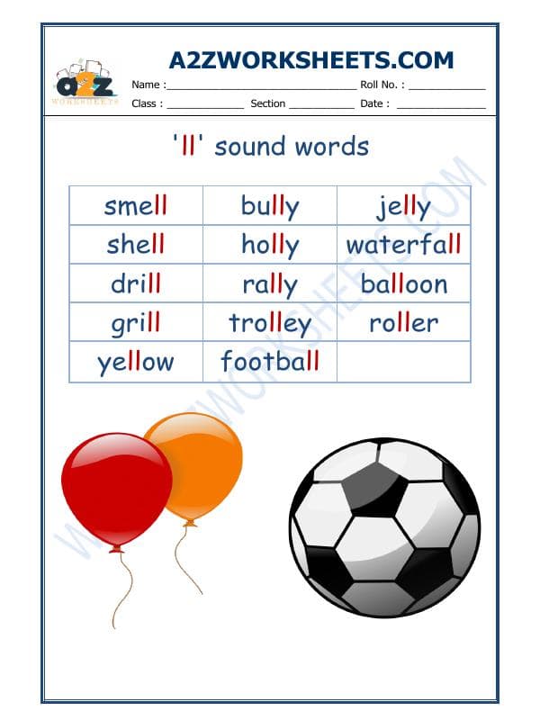 A2ZWorksheets:English-Reading-English Phonics Sounds - 'Ll' Sound Words-02