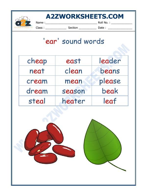 A2ZWorksheets:English-Reading-English Phonics Sounds - 'Ea' Sound Words-02