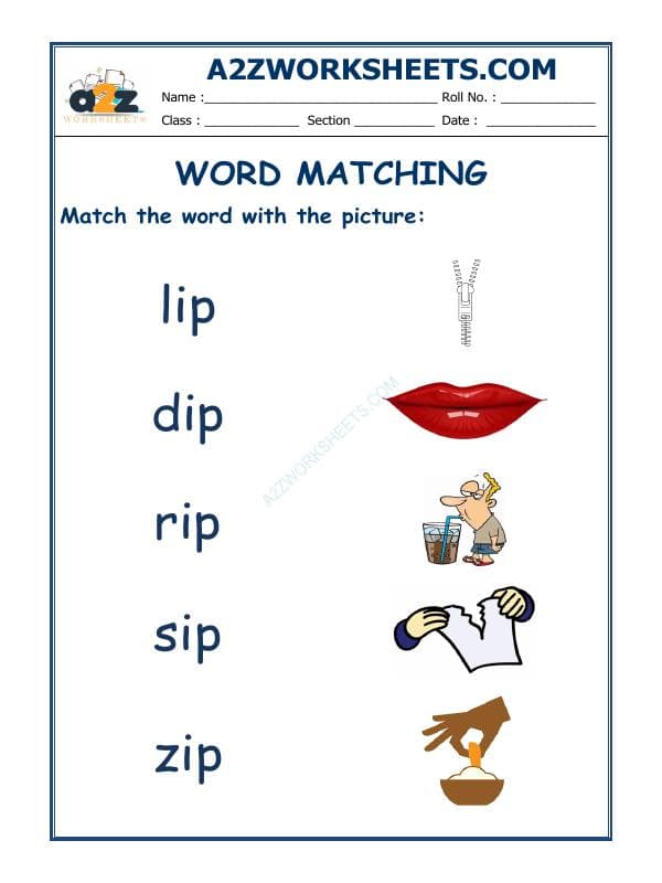 A2ZWorksheets:English-Reading-Word Matching-03
