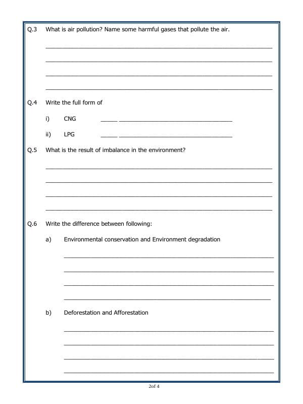 A2ZWorksheets:Science-Environment And Our Surroundings-Pollution And Conserevation Of Our Environment