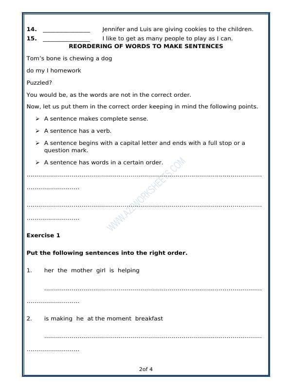 A2ZWorksheets:English-Grammar-Sentence