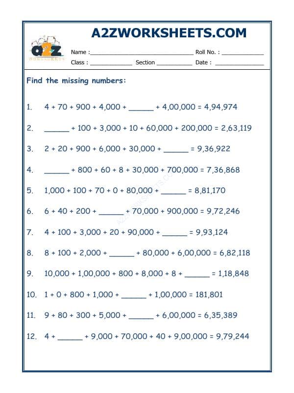A2ZWorksheets:Maths-Place Value-Maths Worksheet - Place Value-01