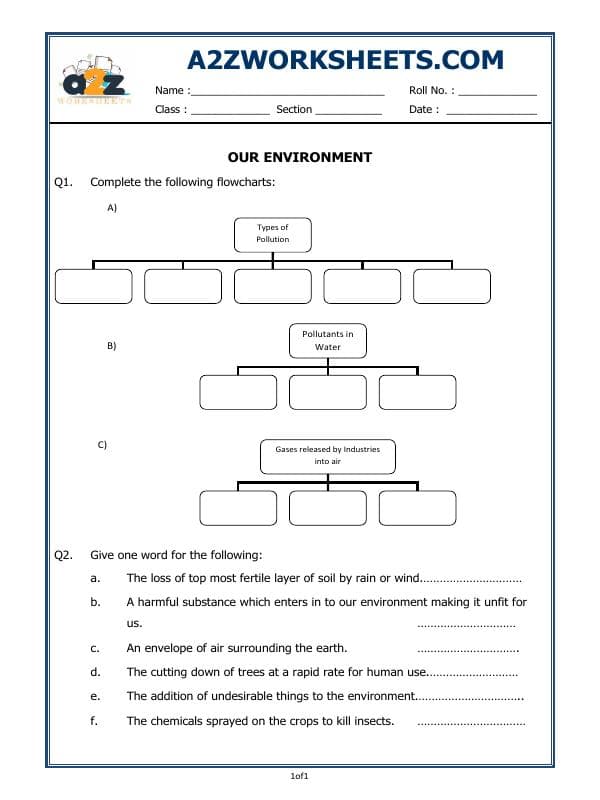 A2ZWorksheets:Science-Environment And Our Surroundings-Our Environment