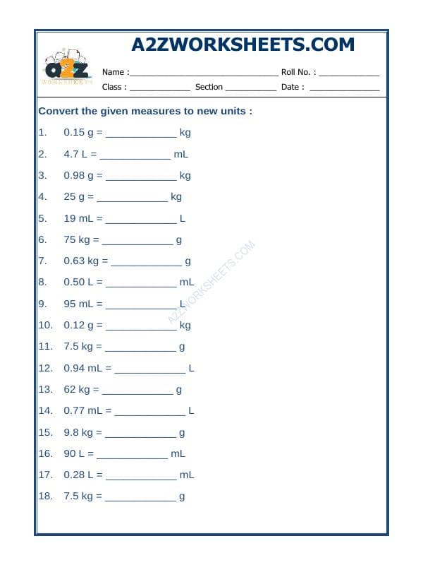 A2ZWorksheets:Maths-Measurement-Measurement (Convert Units)-06