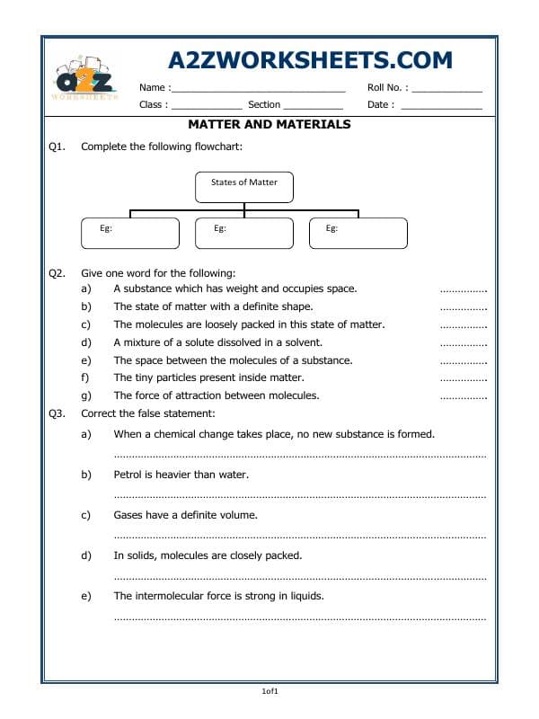 A2ZWorksheets:Science-Metals and Non-metals-Matter And Materials