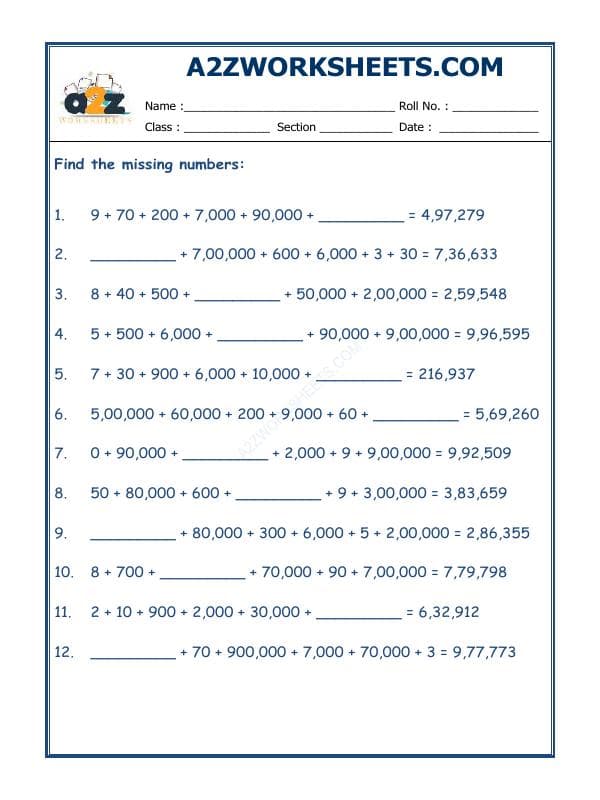 A2ZWorksheets:Maths-Place Value-Place Value-04