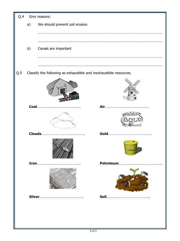 A2ZWorksheets:Science-Basic Necessities-Soil And Water Resources