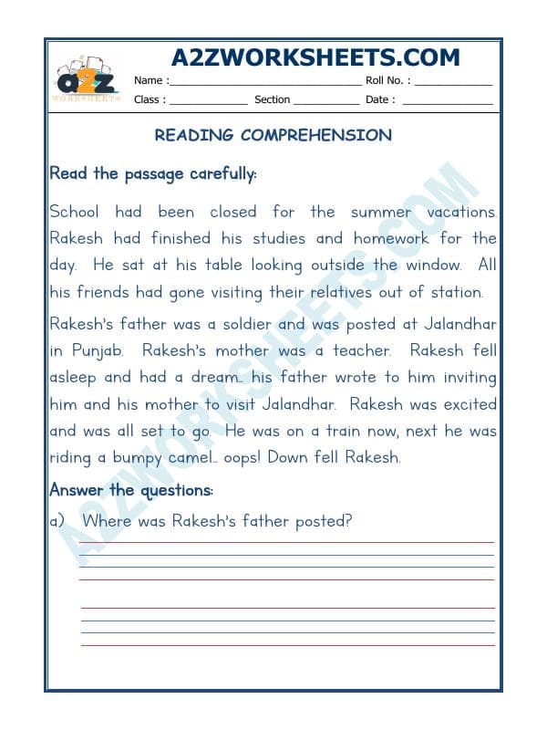 A2ZWorksheets:English-Reading-Comprehension Passage-19