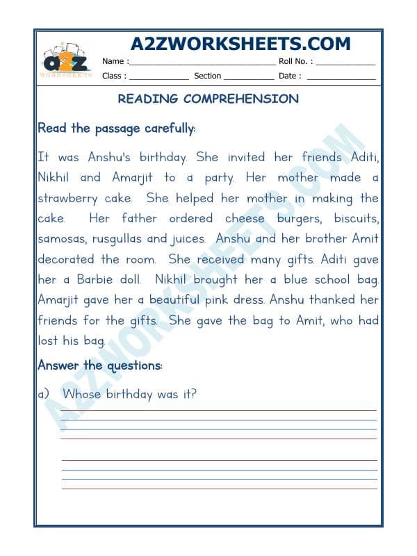 A2ZWorksheets:English-Reading-Comprehension Passage-20