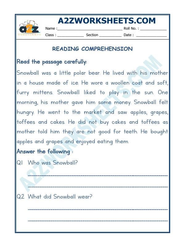 A2ZWorksheets:English-Reading-Comprehension Passage-21