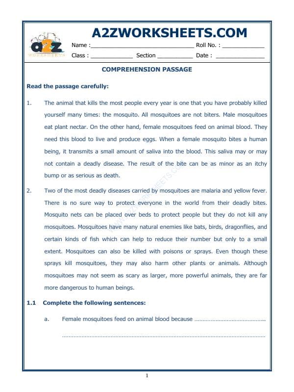 A2ZWorksheets:English-Reading-Comprehension Passage-15