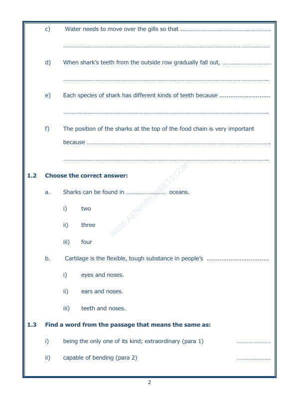 A2ZWorksheets:English-Reading-English Comprehension Passage-18