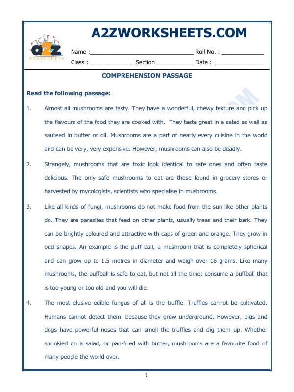 A2ZWorksheets:English-Reading-Comprehension Passage-18