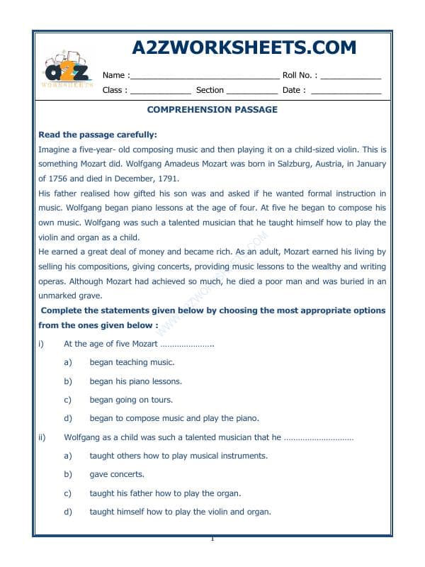 A2ZWorksheets:English-Reading-Comprehension Passage-21