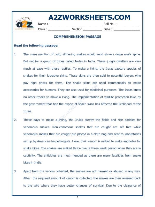 A2ZWorksheets:English-Reading-Comprehension Passage-26