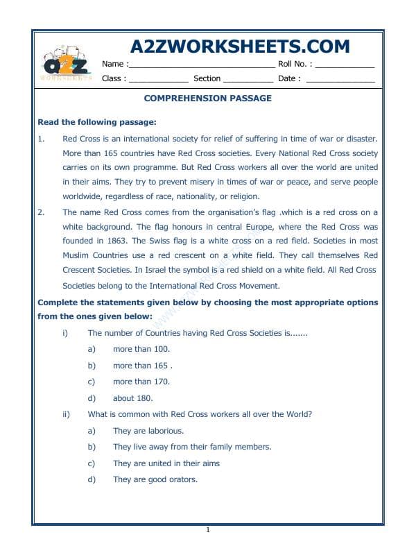 A2ZWorksheets:English-Reading-Comprehension Passage-28