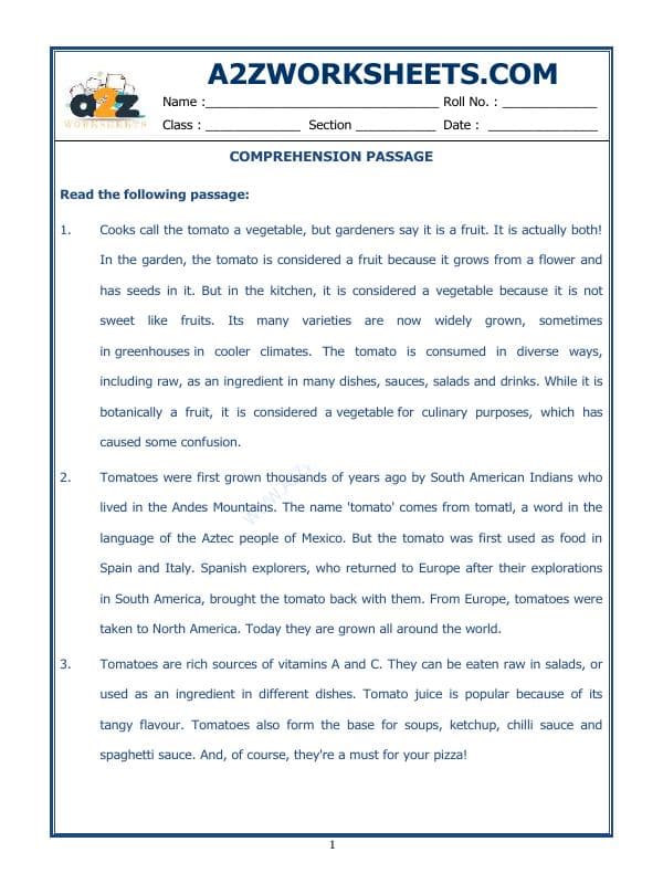 A2ZWorksheets:English-Reading-Comprehension Passage-29