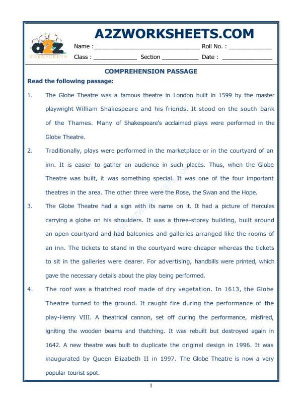 A2ZWorksheets:English-Reading-Comprehension Passage-31